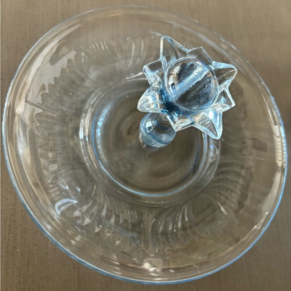 1930s Handmade Elegant Glass Paden City Maya Light Ice Blue Center Handle - Picture 5 of 6